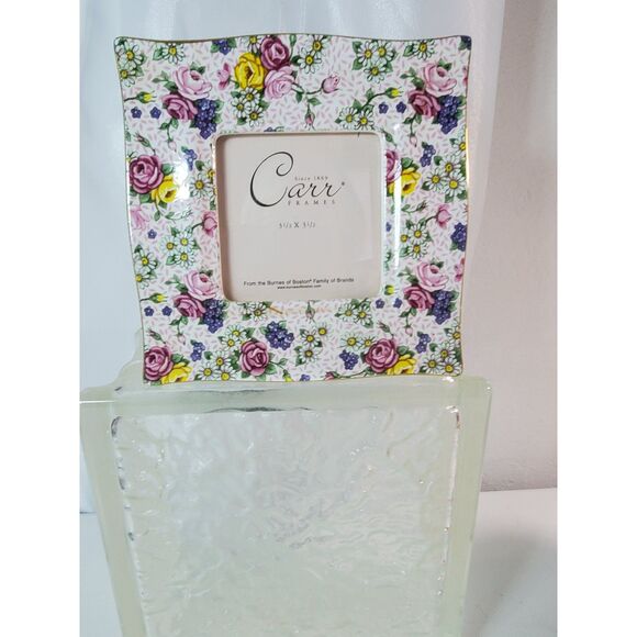 Vintage Carr/Burnes of Boston FramePorcelain Floral Rose Picture Frame, 3.5"x3.5 - Picture 8 of 12